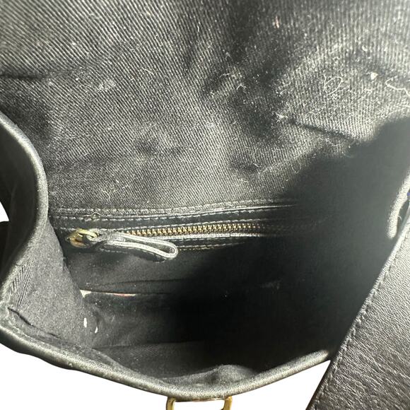 Calvin Klein Black Leather Crossbody Bag Flap Closure Y2K 90s Retro Vintage - Picture 5 of 9